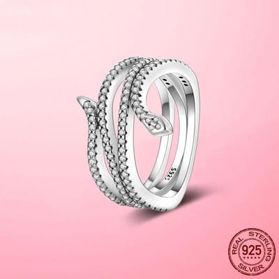 925 Sterling Zilveren Ringen Serpentine Slang Kruis Ringen voor Vrouwen CZ Bruiloft Verloving Sieraden Cadeau Fijne Sieraden Nieuwe Zomer 7 white