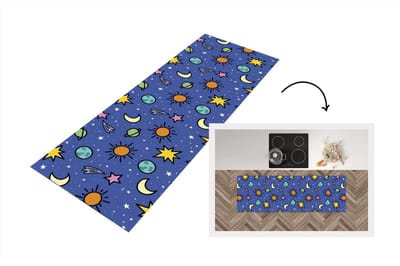 Keukenloper - Loper keuken - Planeten - Sterren - Design - 150x50 cm - Keukenloper vinyl