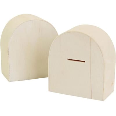 Houten Spaarpot – Spaarpot Om Te Decoreren – DIY Spaarpot Van Hout – 10x9 cm 12 Stuks