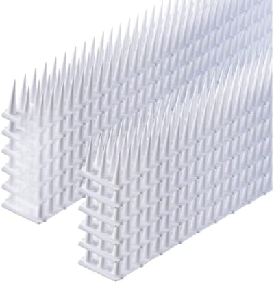 Famanu – Vogelafweer van Kunststof - 52 x 4,5 x 3,5 cm - dierenafweer - 3 rijen - spikes voor katten - marter - duif - voor vensterbank - dak - duivenafweer - vogelbescherming - robuust (12 - wit)