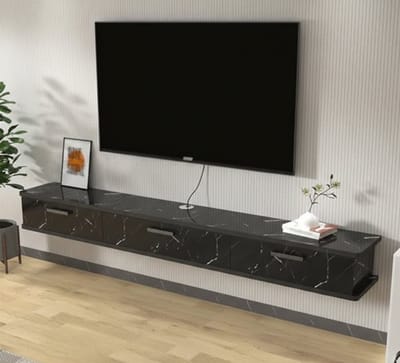 Zwevend TV Meubel met 3 Klapdeuren & Opbergruimte – Wandgemonteerde TV Kast 160 cm – Floating Media Console met Kabelmanagement – Modern Minimalistisch Design – House&Garden