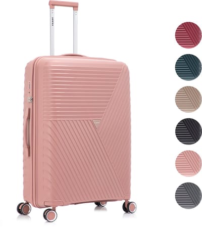 TRALEX - Voyager - Medium koffer - 67L - 66x44x26cm - Polypropyleen - Harde schaal - TSA-slot - Lichtgewicht - Flexibel - Duurzaam - Stille (rubberen) wielen - Dubbele Spinner-wielen - Dusky Rose