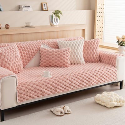 Honingraat Velvet Bankkussen Winter Verdikt Pluche Kussen Antislip Leren Bankhoes Nieuwe Hoes Doek Handdoek 70*70cm