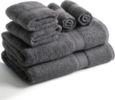 Washandjes - Donkergrijs gezichtsdoeken - 6 delige set - Inclusief 2 badhanddoeken - 2 handdoeken en 2 gezichtsdoeken - Geschikt voor dagelijks gebruik - katoen - Zeer absorberend - Geschikt voor gebruik in de badkamer - Donkergrijs