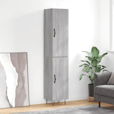 vidaXL - Hoge - kast - 34,5x34x180 - cm - bewerkt - hout - grijs - sonoma - eikenkleurig