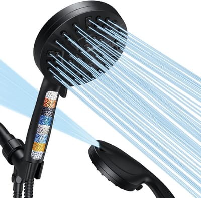 Handdouche Rain Shower – 10 Standen – Hoge Druk & Waterbesparend – ABS Chroom – douchekop regendouche – Luxe douchekop - Zwart