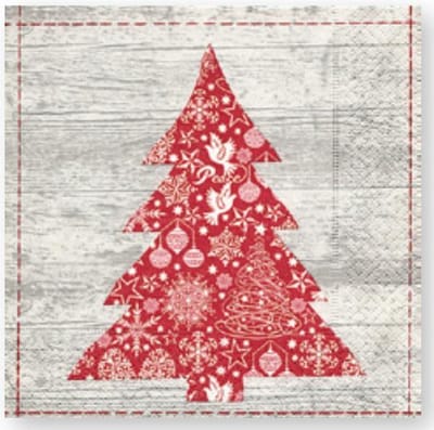 Cocktail servetten 25x25cm - Red tree - 20 stuks