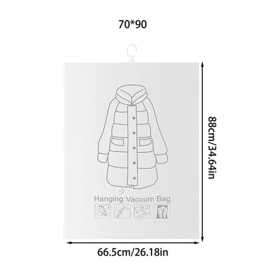 1 pièce Sacs de Rangement Sous Vide Suspendus Élégants avec Crochet, Sacs de Compression Réutilisables Économiseurs d'Espace, Compatibles avec Tout Aspirateur, Accessoires de Voyage 70*90CM white