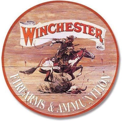 Winchester Firearms & Ammunition  Metalen wandbord  Ø 28 cm.