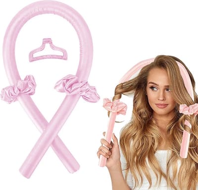 Heatless Curls Set 4-Delig Roze – Vervanging van Haarrollers en Krulspelden – Krullen Maken – Krullen Zonder Hitte – Haar Krullers Zonder Hitte – Haar Krullen Zonder Hitte – Heatless Curling Ribbon – Satijnen Haarkruller – Heatless Curls