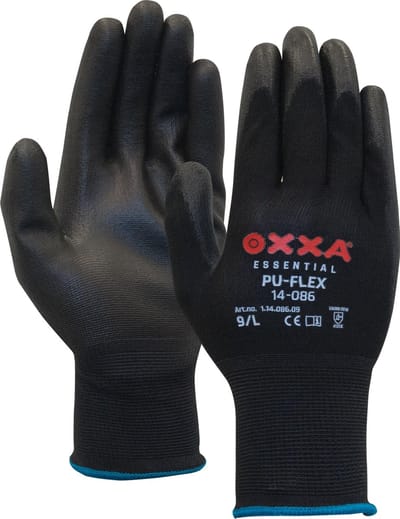 *** SET à 12 paar *** M-Safe Werkhandschoen PU Flex Zwart maat 9 - L