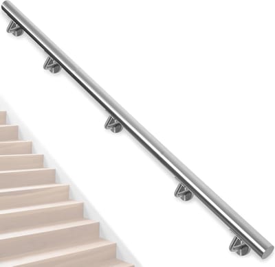 Roestvrijstalen Trapleuning 300 cm, Wandgemonteerde Handgreep voor Binnen en Buiten, Ideaal voor Zolder, Veranda en Garage