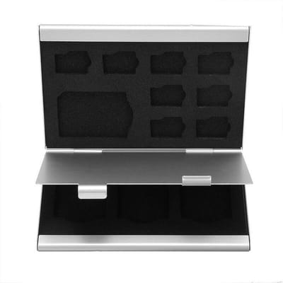 Micro SD + SD Card Case - 8 Micro SD en 4 SD Kaarten Opslag Case - Aluminium - 9.2 x 6 x 1 cm - Zilver