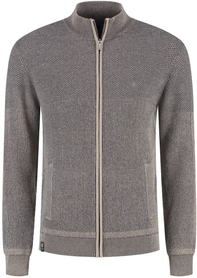 Fellows United Cardigan plated tuck knit Mid brown (52.1121 - 143)