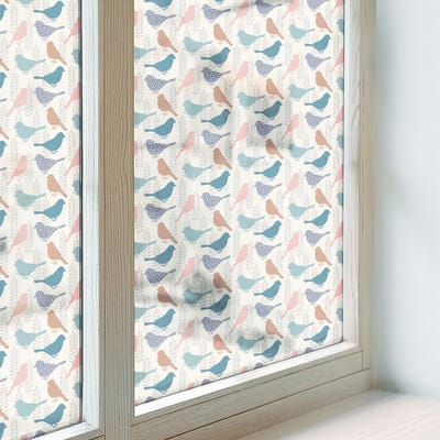 Coloray Privacy Folie Raam - Pastelkleurige vogels Anti inkijk Raamfolie Glas in Lood - 200x116 cm - Beige Melkglas Folie - Zonwerende Raamfolie - Voor de slaapkamer, keuken en hal. - Privacy Folie Raam Glas in Lood
