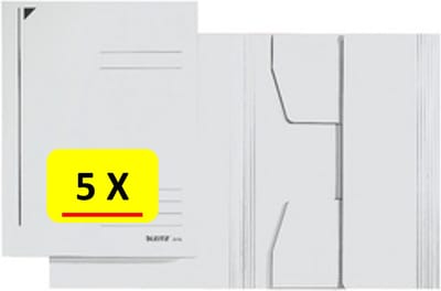 5 x Dossiermap - A4 - Leitz - Manilla karton - wit