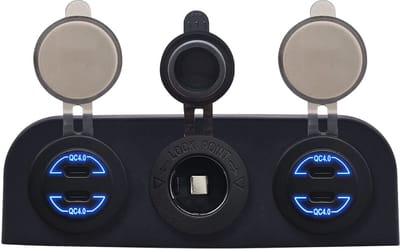 ProRide 12V USB C Autolader 2 Poorten - 30W/QC4.0 - Voltmeter en 12V/24V Sigarettenplug - Drievoudig opbouw