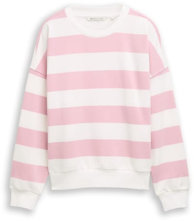 Tom Tailor Denim - Sweatshirt met losse pasvorm - Maat S - soft rose white stripe