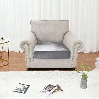 Qelus Grijs Fluweelen Zitkussenhoes Stretch 55-60x60-90cm voor 1 zitsbank - Rekbare Bankbeschermer tegen Vlekken & Mijt - Snel om te leggen