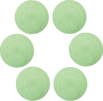 Gevlochten placemats set van 6 - wasbare antislip ronde placemats - Europese stijl - handgeweven tafelmatten - Ramie - 38 cm - groen Round Woven Placemats