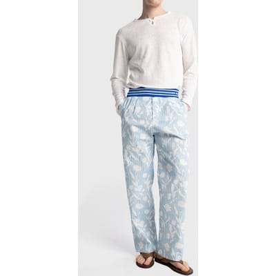 Heren Katoenen Bloemige Breipantalon