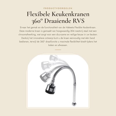 Dailygoods- Keukenkraan 360° Draaiend - Roestvrij Staal - Keramische Cartridge - Waterbesparend - Duurzaam - Corrosiebestendig - Kraan
