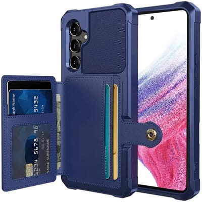 Portemonnee Hoesje Geschikt voor Samsung Galaxy A34 - Back Cover met Pasjeshouder - Telefoonhoesje voor Pinpas - Kaarthouder op Achterkant - Case met Magneet voor Auto Houder Donkerblauw