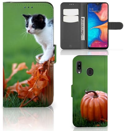 Samsung Galaxy A30 Telefoonhoesje met Pasjes Kitten