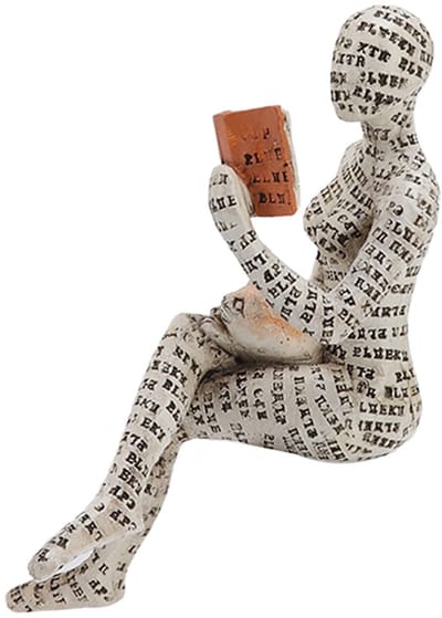 Dailygoods- Beeldje Lezende Vrouw - Hars Sculptuur - Woondecoratie - Geschenkkeuze - Handbeschilderd - Exquise Details - Decoratiebeeldje