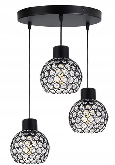 Hanglamp Kristal Zwart - Loft Stijl - 3xE27 - Max 100cm