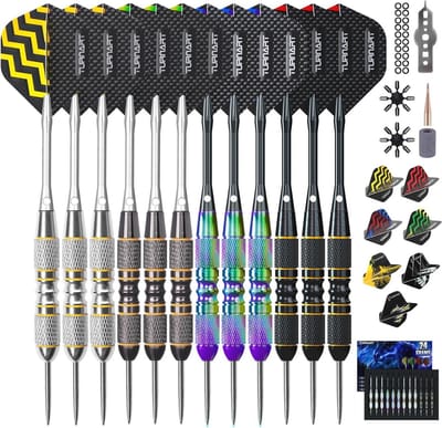 Professionele Metalen Darts Set - 12 Stuks 24 Gram met Aluminium Schachten en Reserve Flights
