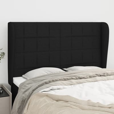 vidaXL - Hoofdbord - met - randen - 147x23x118/128 - cm - stof - zwart
