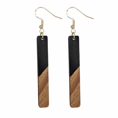 Oorbellen-Manon-Hout-Goudkleurig-Zwart-Bruin-Lang-Zilver -Charme Bijoux