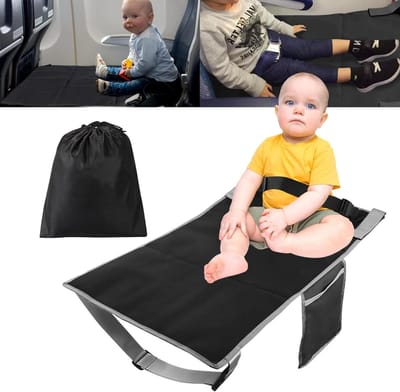 Kinderen vliegtuig voetensteun - Draagbare reissteun - Comfortabel reizen - Verdubbelt zitruimte - 79 x 44 cm - Zwart
