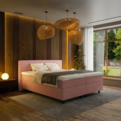 Mörgenn Boxspring Horizon - Pocketvering - 9-Baans Hoofdbord - Oud Roze - 80 x 200