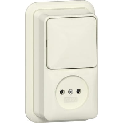 Combinatie Wipschakelaar/Wandcontactdoos Zonder Randaarde - 2-Polig - 16 A - 250 V