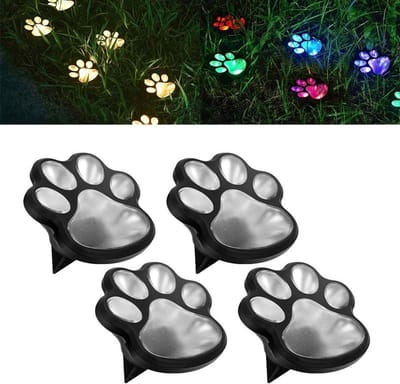 ZVD Zonne-pootafdrukverlichting – Op dieren geïnspireerde solarlampen – Decoratieve buitenverlichting – Tuinverlichting – Verlichting voor paden en looppaden – Ideaal voor terrassen, binnenplaatsen, tuinpaden en gazons – 4-pack – Meerkleurig