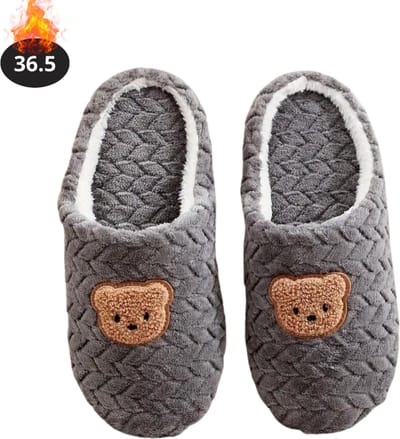 Nivard Warme Pantoffels - Sloffen - Slippers - Dames - Heren - Pluche - Maat 36.5 - Grijs