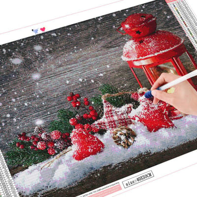 Peinture diamant paysage de noël, perceuse complète, décoration de la maison, Kit d'art artisanal, image de broderie 20X30CM gray