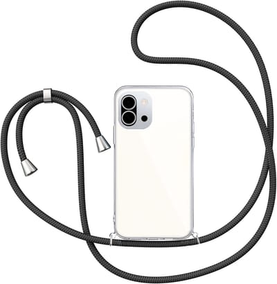 Hoesje met Koord geschikt voor OnePlus 13T / 13S / 13 Mini - Back Cover Siliconen Case Transparant Hoes Zwart