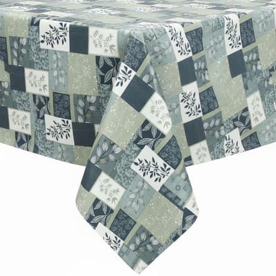 Protecttable - Tafelzeil Planten Antraciet 140x50cm - Tafelkleed Afwasbaar - Kunststof