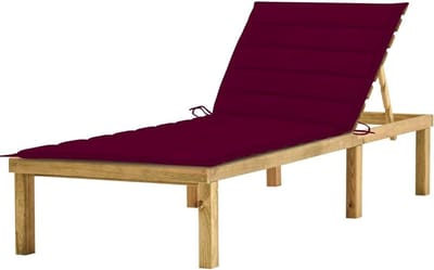 Houten Ligstoel - Tuinstoel Ligbed - Ontspannen Buiten - Verstelbare Rugleuning - 200 x 70 cm - Wijnrood