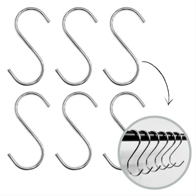 Hoya living - S haken Zilver - 6 stuks - 9,5cm (middelgroot) - ophanghaken - kapstokhaken - S haakjes