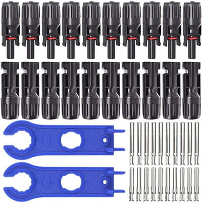 Gtiwung Solar Panel Plugs, 10 Pairs Male/Female, Solar Panel Cable Connectors, MC4 Photovoltaic Connector with Wrench - ShopVlot