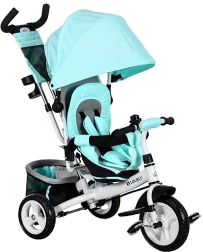 6-in-1 Kindertrike Met Verwijderbare Luifel, Veiligheidsgordel en Opbergruimte