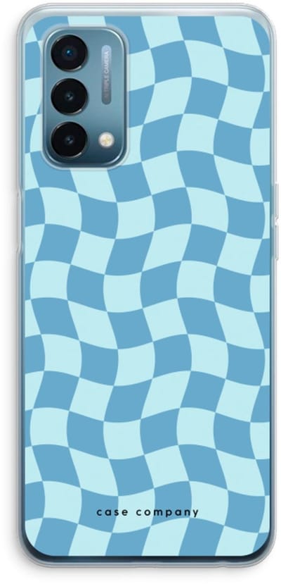 Case Company® - Hoesje geschikt voor OnePlus Nord N200 5G hoesje - Grid Blauw - Soft Cover Telefoonhoesje - Bescherming aan alle Kanten en Schermrand