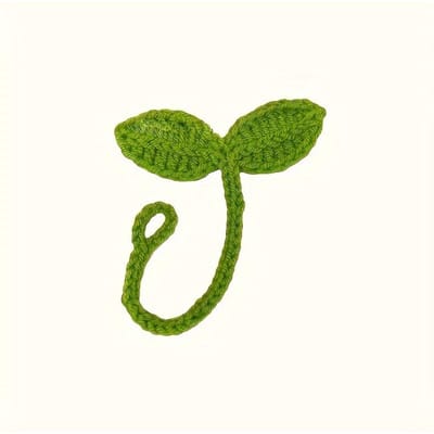 1 pièce de pousse de feuille au crochet faite à la main - Organisateur en tissu polyvalent pour écouteurs, gestion des câbles et marque-page vert