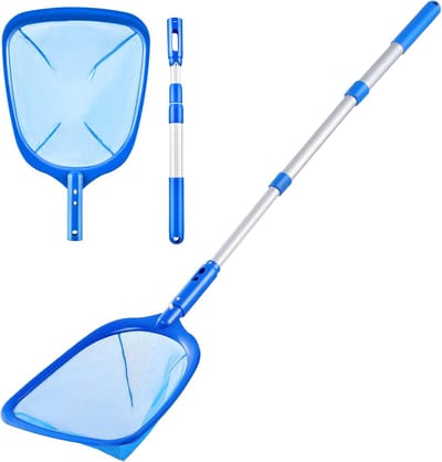 Zwembad Skimmer Net - Schoonmaak Net - Water Schoon Houden - Uitschuifbare Telescoopstok - 3 Secties - Blauw