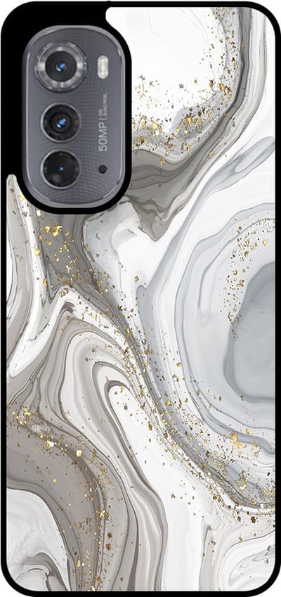 Smartphonica Telefoonhoesje Geschikt voor Motorola Edge 2022 met marmer opdruk - TPU backcover case marble design - Zilver geschikt voor Motorola Edge 2022