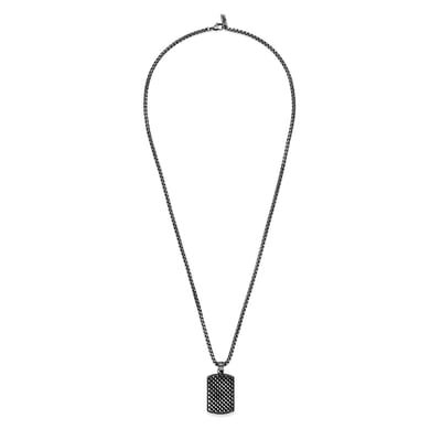 Frank 1967 - 7FN-0073 - ketting heren medaillon hanger - vintage steel - 20x30x5 mm - 60 cm - Cadeau voor mannen